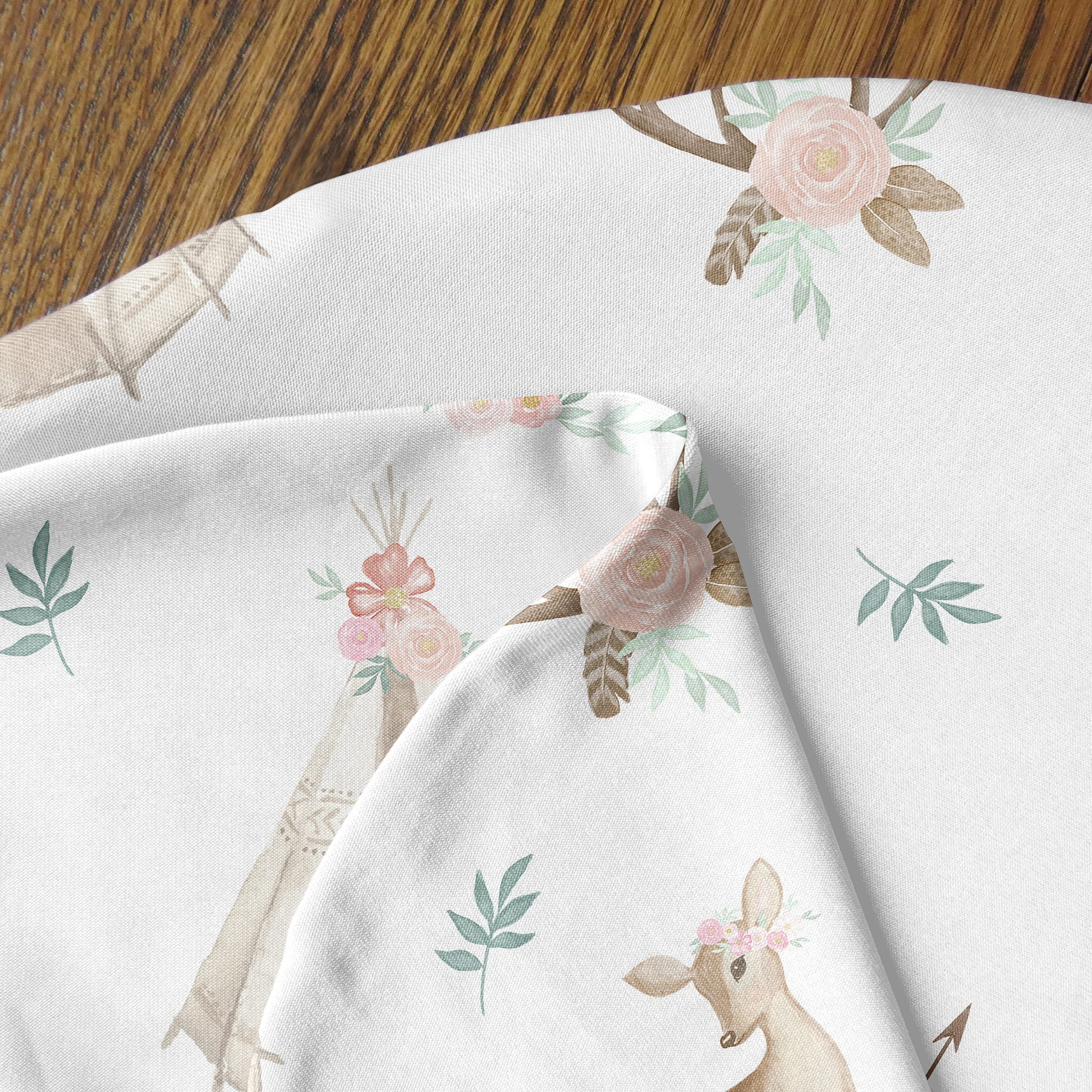 Sweet Jojo Designs Woodland Deer Floral Nursing Pillow Cover Breastfeeding Pillowcase for Newborn Infant Bottle Breast Feeding Pillow NOT Included - Blush Pink Mint Green Boho Watercolor Forest Animal