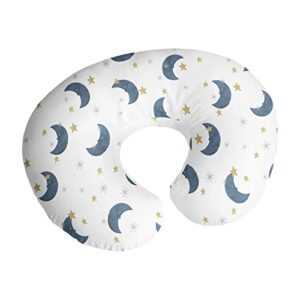 sweet jojo designs moon and star nursing pillow cover breastfeeding pillowcase for newborn infant bottle breast feeding pillow not included - navy blue and gold watercolor celestial sky gender neutral