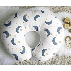 Sweet Jojo Designs Moon and Star Nursing Pillow Cover Breastfeeding Pillowcase for Newborn Infant Bottle Breast Feeding Pillow NOT Included - Navy Blue and Gold Watercolor Celestial Sky Gender Neutral