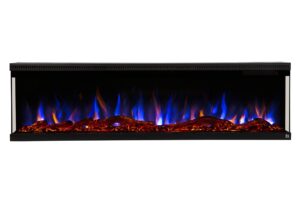 touchstone sideline infinity 3-sided smart 72-inch wifi-enabled electric fireplace - 80051 - built-in - 60 color combinations - 1500/750 watt heater (68-88°f thermostat) - black - log & crystals