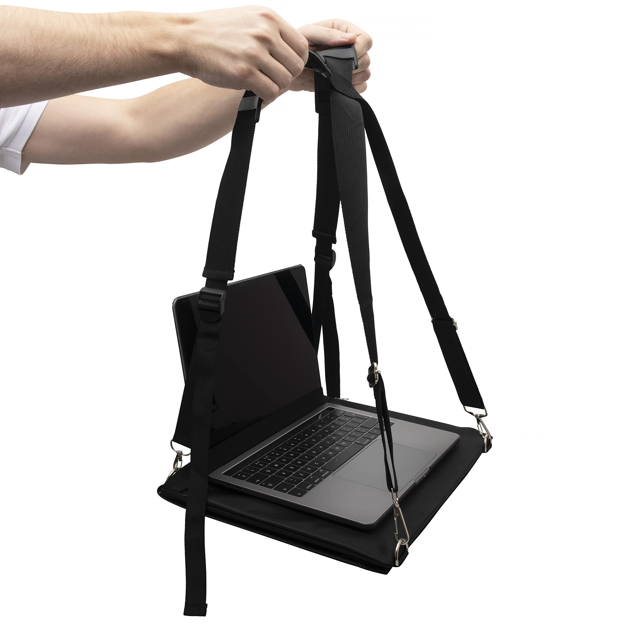 GARMISH Laptop Harness - Walking Desk-Hands Free Portable Wearable Desk with Adjustable Straps for up to 16" Laptop, MacBook, Notebook- Complete with Microfiber Cloth