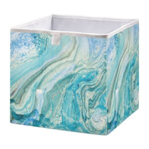 Kigai Blue Marbling Fabric Storage Bin 11" x 11" x 11" Cube Baskets Collapsible Store Basket Bins for Home Closet Bedroom Drawers Organizers