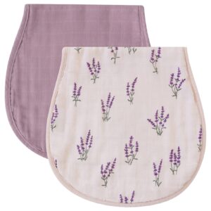 lifetree muslin baby burp cloths - ultra soft 2 pack organic cotton large 22'' by 10'' absorbent milk spit up rags - burping cloths for newborn, girls boys (lavender & mauve)