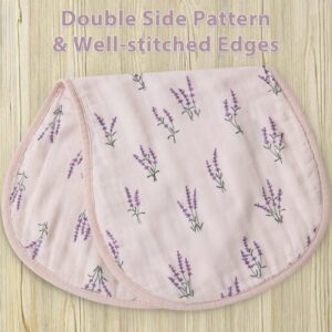 LifeTree Muslin Baby Burp Cloths - Ultra Soft 2 Pack Organic Cotton Large 22'' by 10'' Absorbent Milk Spit Up Rags - Burping Cloths for Newborn, Girls Boys (Lavender & Mauve)