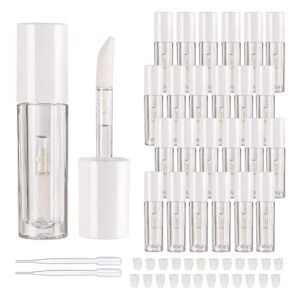 cosidea 25 pcs empty 5ml big doe foot lip gloss tubes white lipgloss tube containers with clear thick wand cosmetic packcing container