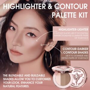 HEXZE Contour Powder Palette Face Sculpting Shading Powders Matte Highlighter Brightening Sleek Pigment Hydrating Bronzer