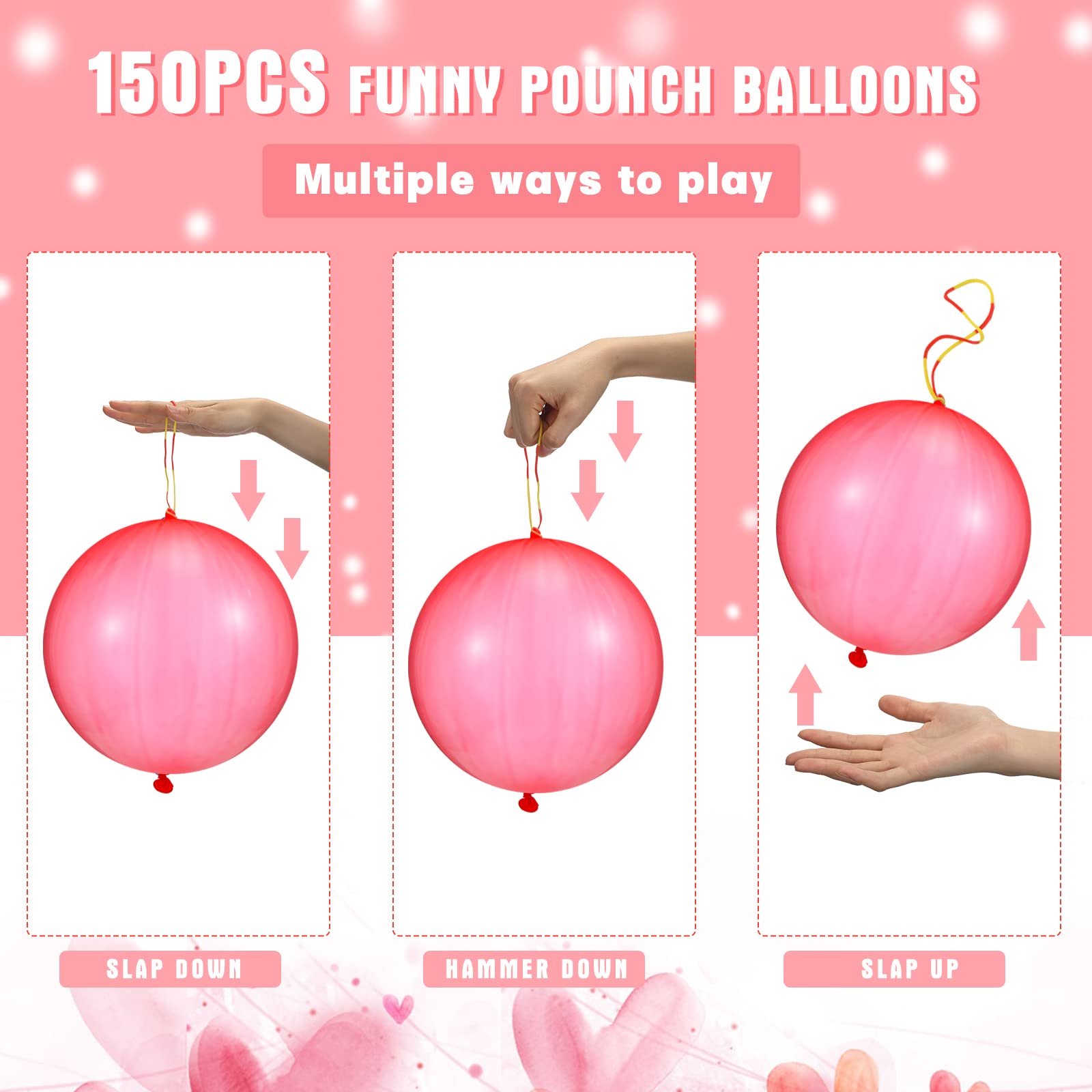 150 Pcs Punch Balloons Assorted Colors Punching Balloons, Party Balloons Neon Punch Ball Party Favors for Birthday Wedding Graduation Pool Party Supplies