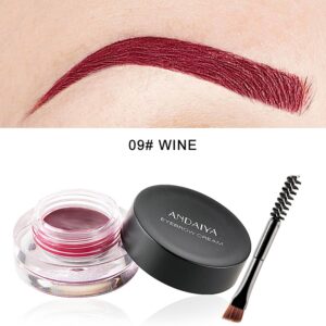 MAEPEOR 12 Colors Eyebrow Pomade Full-pigmented Long Lasting Waterproof Eyebrow Cream Gel Filling & Shaping Tinted Eyebrows Enhancers with Brush for Daily or Cosplay (09 Wine)