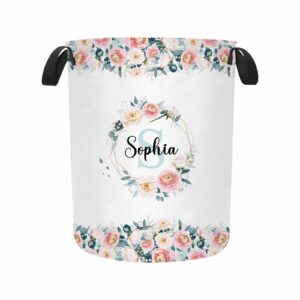 custom large laundry basket with name, personalized collapsible laundry bag for bathroom living room bedroom baby nursery, foldable laundry hamper for adult boys girls gift 15.7 * 19.6inch