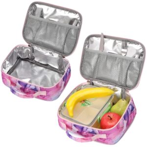 YUSSTAR Kids Girls Backpack Lunch Box Set Elementary School Bag Insulated Lunchbox Combo (Tie-dye Rose)