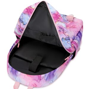 YUSSTAR Kids Girls Backpack Lunch Box Set Elementary School Bag Insulated Lunchbox Combo (Tie-dye Rose)