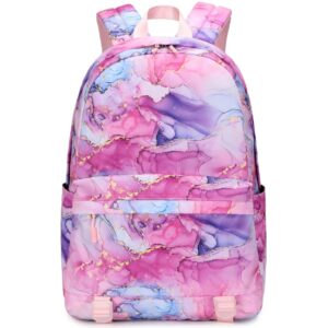 YUSSTAR Kids Girls Backpack Lunch Box Set Elementary School Bag Insulated Lunchbox Combo (Tie-dye Rose)