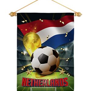 Ornament Collection World Cup Netherlands Garden Set Wood Sports Soccer Game Goal Ball Football Entertainment Activity Physical House Decoration Banner Small Yard Gift Double-Sided, Flag + Wall Dowel