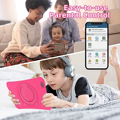 HAOVM Kids Tablet, 8 Inch Android 11.0 Tablet for Kids, 2GB RAM, 32GB ROM, Learning Apps - Pink Kid-Proof Case