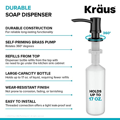 KRAUS Kitchen Soap and Lotion Dispenser in Spot-Free Black Stainless Steel, KSD-54SFSB