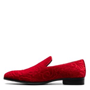 stacy adams men's saunders velour slip on loafer, red, 13