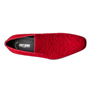 Stacy Adams Men's Saunders Velour Slip On Loafer, Red, 13