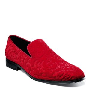 Stacy Adams Men's Saunders Velour Slip On Loafer, Red, 13