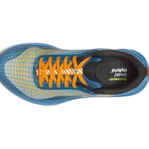 Icebug Womens NewRun BUGrip Trail Running Shoe with Carbide Studded Traction Sole, Mist Blue/Orange, L09.0