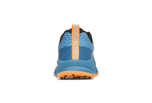 Icebug Womens NewRun BUGrip Trail Running Shoe with Carbide Studded Traction Sole, Mist Blue/Orange, L09.0