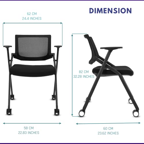 BROBRIYO, 20 Conference Room Chairs Stackable & Ergonomic Foldable with Lumbar Support, Armrest - Mesh Bouncing Back for Office Meeting, Conference, Reception, Training Room Chair 20 Pack