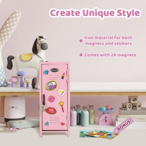 YOBRO Mini Iron Lockers, Girl Talk Locker with Lock,Small Safe Box Locker for Money, Miniature Storage Locker for Desk Bedroom Home Office School, Metal Little Locker Gift for Girls, Pink