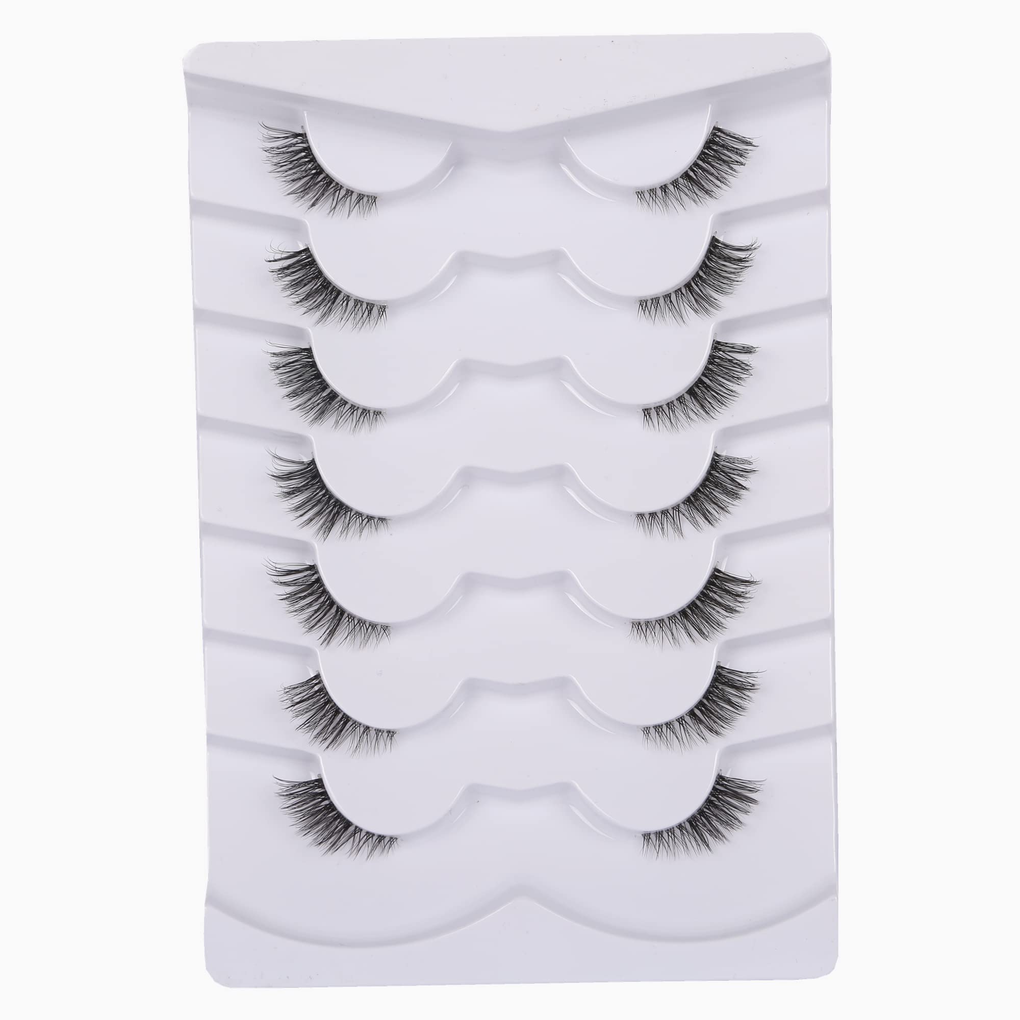 GMAGICTOBO False Eyelashes Natural Half Lashes Short Wispy Clear Band Lashes Pack Cat Eye 3D Faux Mink Lashes Fake Eyelashes 7 Pairs Multipack