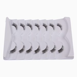 GMAGICTOBO False Eyelashes Natural Half Lashes Short Wispy Clear Band Lashes Pack Cat Eye 3D Faux Mink Lashes Fake Eyelashes 7 Pairs Multipack