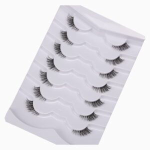 GMAGICTOBO False Eyelashes Natural Half Lashes Short Wispy Clear Band Lashes Pack Cat Eye 3D Faux Mink Lashes Fake Eyelashes 7 Pairs Multipack