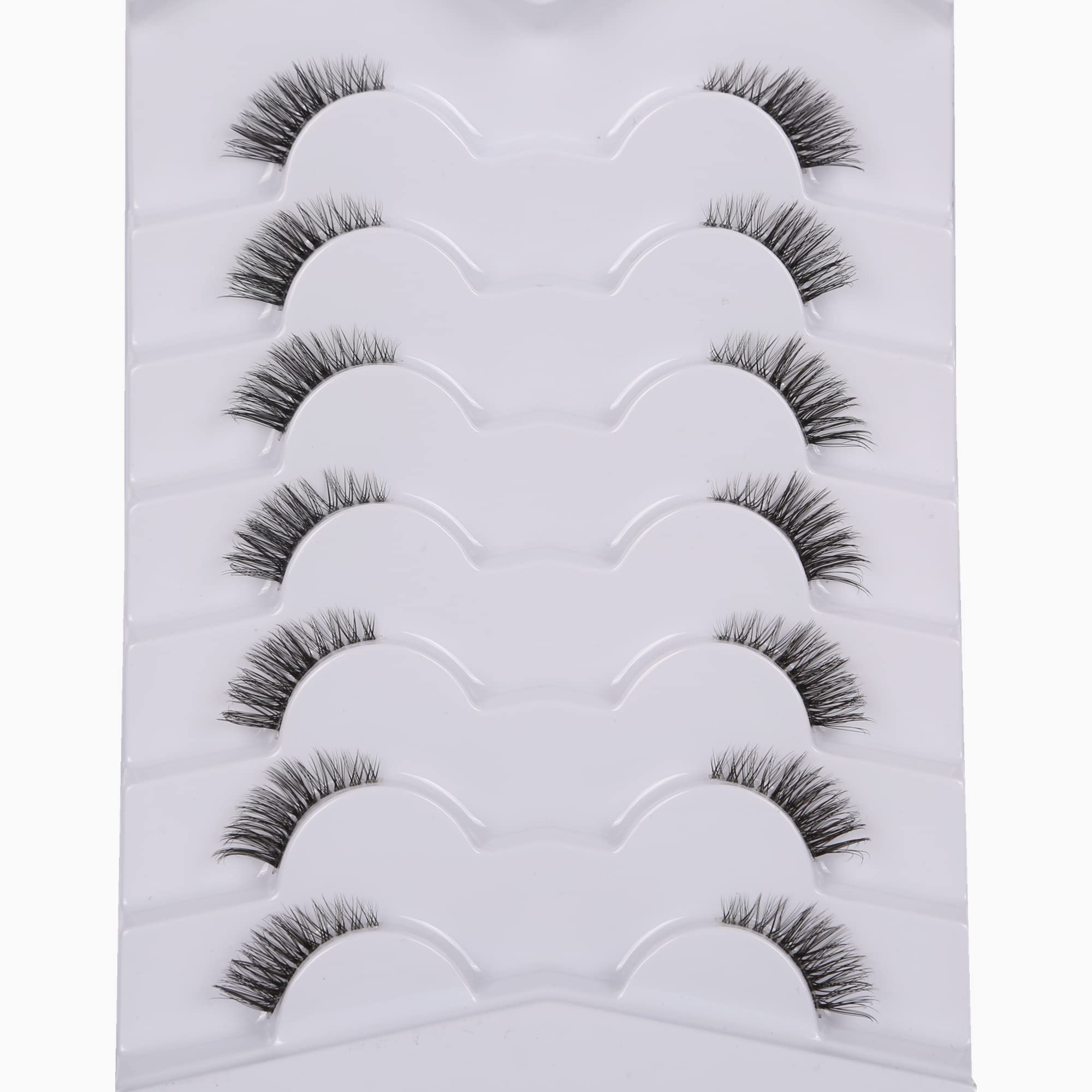 GMAGICTOBO False Eyelashes Natural Half Lashes Short Wispy Clear Band Lashes Pack Cat Eye 3D Faux Mink Lashes Fake Eyelashes 7 Pairs Multipack