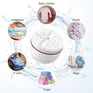 Andoer Washing Machine, Ultrasonic Turbo Washing Machine Portable Mini Washer with USB Power Supply Suction Cups for Home Travel Business Trip