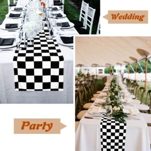 8 Packs Checkered Table Runner Polyester Classic Black and White Checkerboard Racing Road Theme Tablecloth for Indoor Outdoor Events, Wedding, Birthday Parties, Banquets and Celebrations (12 x 72 Inch