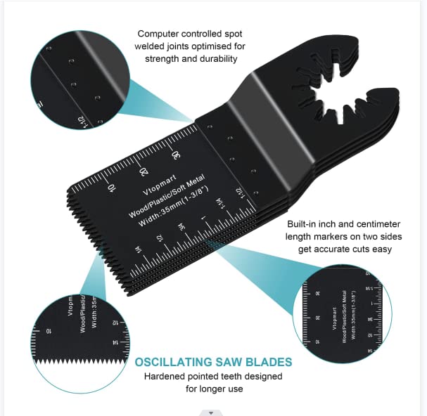 100 Pcs Oscillating Tool Blades, Professional Universal Oscillating Saw Blades, Wood Multitool Blades, Quick Release Durable Oscillating Tool, Oscillating Tool Blades Fit All Models(SH)