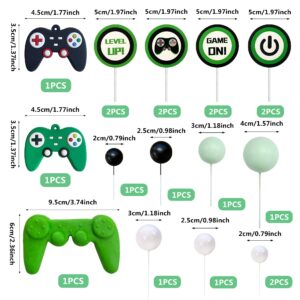 19PCS Video Game Themes Cake Toppers Game Controllers Cake Decorations Gaming Party Decoration for Man Or Gaming Party Cake Decoration (Green)