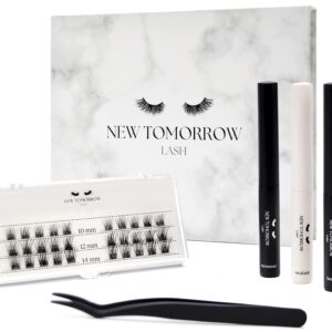 DIY Eyelash Extension Kit up to 7 Day Wear, Starter Kit with 30 Reusable Soft and Lightweight Segmented Lashes (With Micro band)- New Tomorrow Lash (Oh-So-Natural Lash Kit)