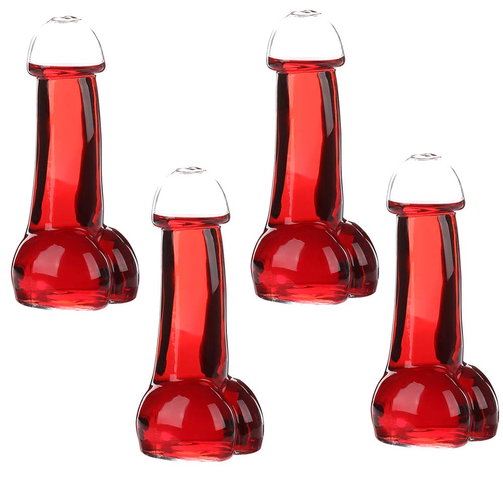 BELUAPI Set of 4 Transparent Cocktail Glasses, Adult Sexy Beer Juice Drinking Cups Novelty Funny Shaped Glass Cups, Personality Whiskey Glass for KTV Bar Night Party