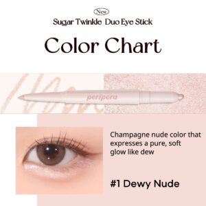 Peripera SUGAR TWINKLE DUO EYE SHADOW STICK (01 DEWY NUDE) - Shimmer, Highlighter, Convenient Eye Shadow Cream