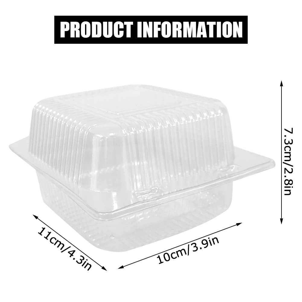 WAQIAGO 100 PCS 5x5 Inch Plastic Clamshell Take Out Tray,Disposable Sturdy Hinged LoafContainers,to go containers Disposable Takeout Box for Salads,Fruit,Hamburgers,Sandwiches,Cupcake