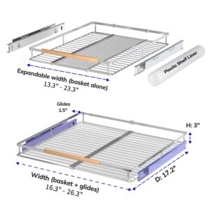 KIKIBRO Pull Out Drawer Cabinet Organizer, Expandable Slide Out Storage Shelves for Cabinets, Under Sink and Wardrobe, Opening Size Required 16.3"~26.3" 1 Pack