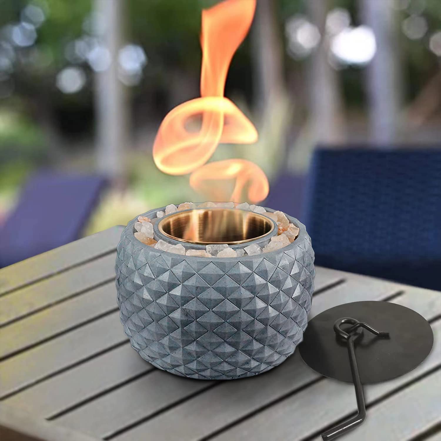 Koncenttop Tabletop Fire Pit Indoor,Tabletop Fireplace Concrete, Pineapple Shape Small Fire Bowl, firebowl Table top, Portable Tabletop Fire Pit (Gray)