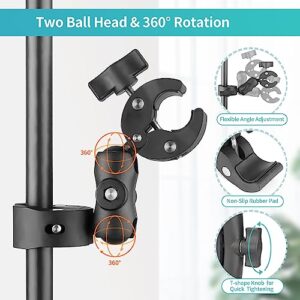 JEBUTU Super Clamp Double Camera Clamp, Double Mount Clamp Bracket Magic Arm Double Ball Head, Crab Plier Clip Bracket with Ballhead for Light Stand, Photography Reflector, Umbrella, Tripod, Table