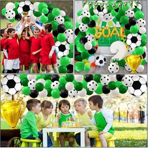 Soccer Balloons Arch Garland Kit, 107Pcs Soccer Party Decorations with Latex Balloons, Soccer Banner, Cupcake Toppers, Foil Balloons for Soccer Birthday Party Decorations Sports Themed Party Supplies