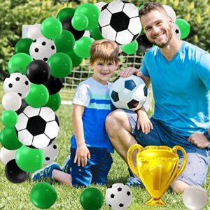 Soccer Balloons Arch Garland Kit, 107Pcs Soccer Party Decorations with Latex Balloons, Soccer Banner, Cupcake Toppers, Foil Balloons for Soccer Birthday Party Decorations Sports Themed Party Supplies