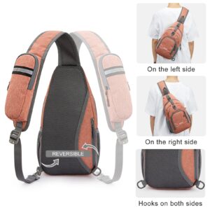 G4Free RFID Sling Bag Crossbody Sling Backpack Small Chest Shoulder Backpack Men Women Hiking Outdoor(Light Orange)