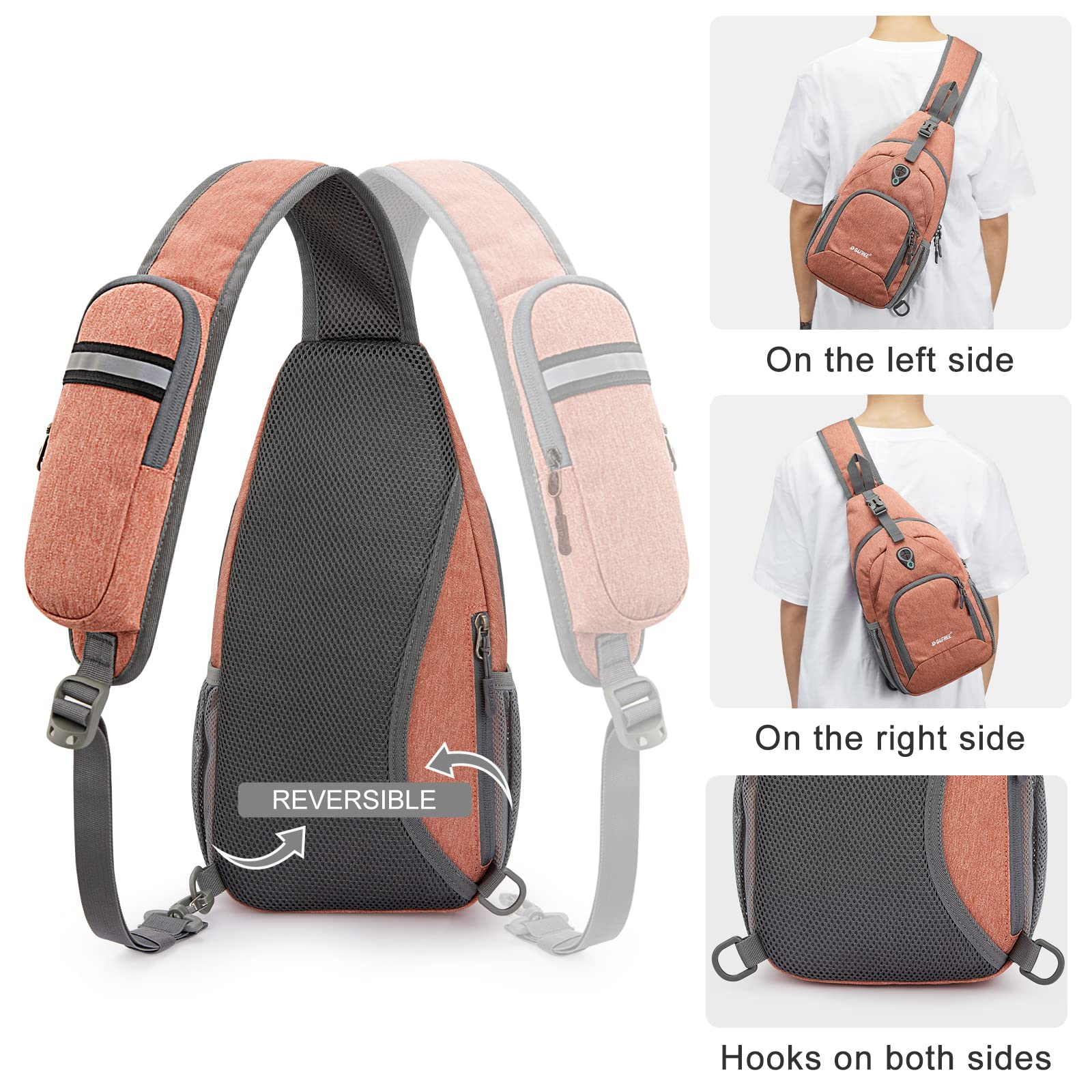 G4Free RFID Sling Bag Crossbody Sling Backpack Small Chest Shoulder Backpack Men Women Hiking Outdoor(Light Orange)