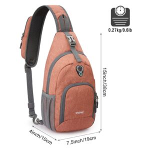 G4Free RFID Sling Bag Crossbody Sling Backpack Small Chest Shoulder Backpack Men Women Hiking Outdoor(Light Orange)