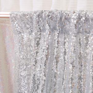 Poise3EHome Silver Sequin Backdrop Curtains, 2 Panels Silver Sequin Backdrop, 2FTx8FT Sequin Curtains for Party Wedding Sequence Backdrop