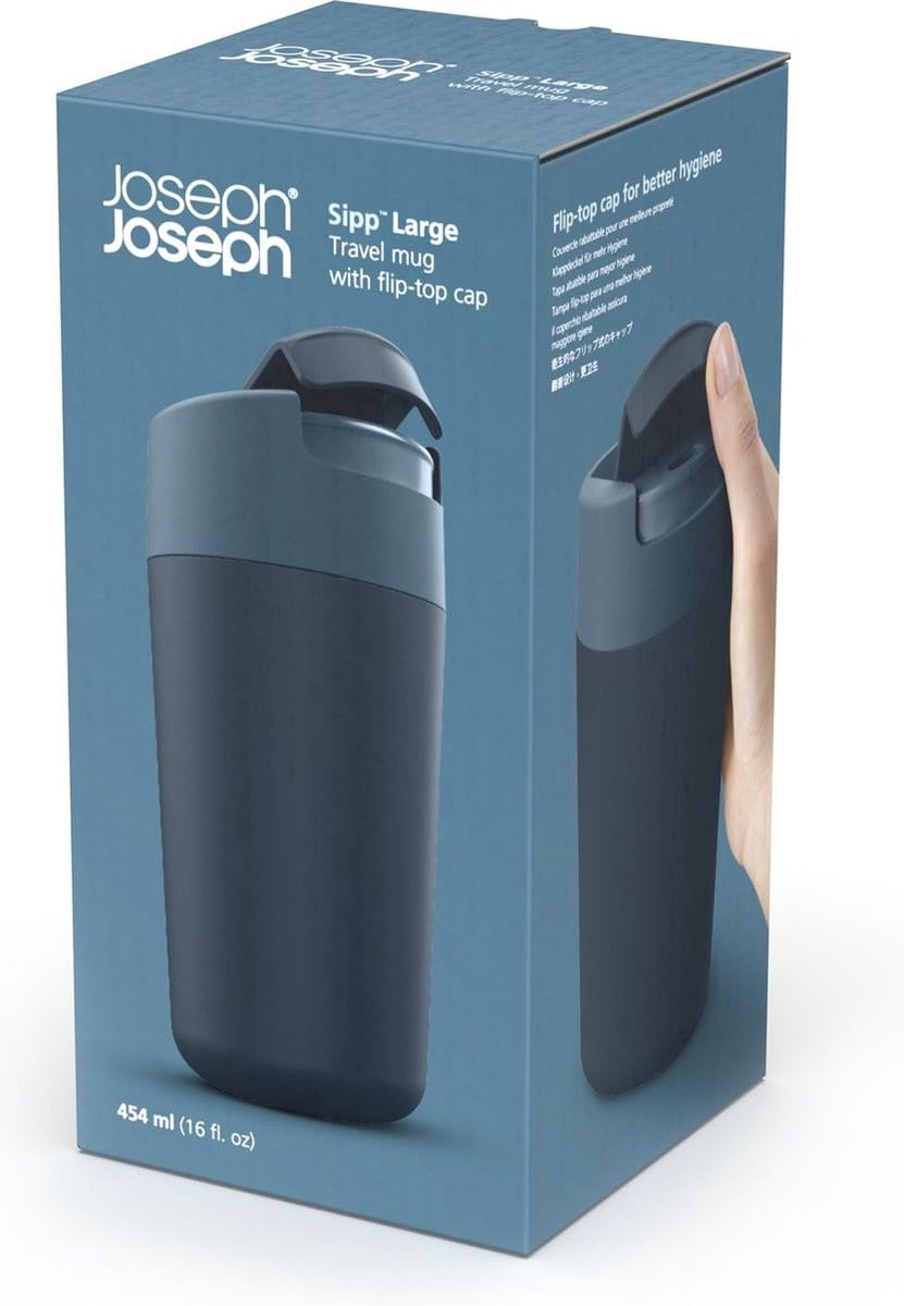 Joseph Joseph Sipp Travel Mug with Flip-top Cap - 454 ml (16 fl. oz) - Blue