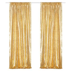 poise3ehome gold sequin backdrop curtains, 2 panels gold sequin backdrop, 2ftx8ft sequin curtains for party wedding sequence backdrop
