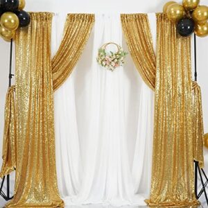 Poise3EHome Gold Sequin Backdrop Curtains, 2 Panels Gold Sequin Backdrop, 2FTx8FT Sequin Curtains for Party Wedding Sequence Backdrop